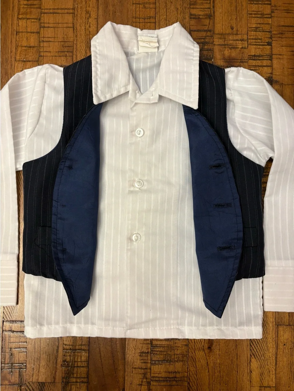 Vintage Happy Fella Toddler Boys Vest Shirt Pants Suit Set